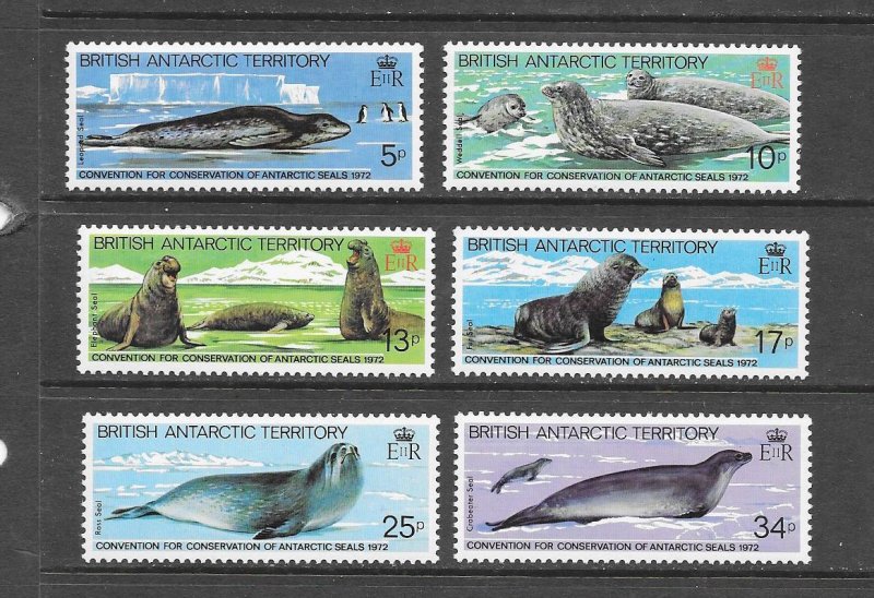 BRITISH ANTARCTIC TERRITORY #96-101  SEALS  MNH