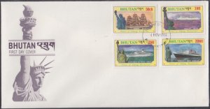 BHUTAN Sc # 574-6,81 FDC of 4 VARIOUS SHIPS incl ISRAEL SHIP S.S. SHALOM