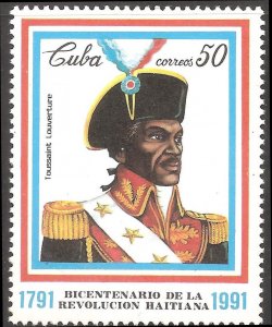 CUBA Sc# 3377  HAITI REVOLUTION Toussaint L'Ouverture  revoutionary 1991...