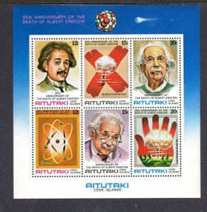 AITUTAKI #191b 1980 ALBERT EISSTEIN MINT VF NH O.G S/S6