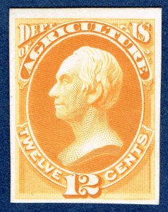 [st1637] USA 1873 Scott #O6P4 12¢ Agriculture Official Proof on Card