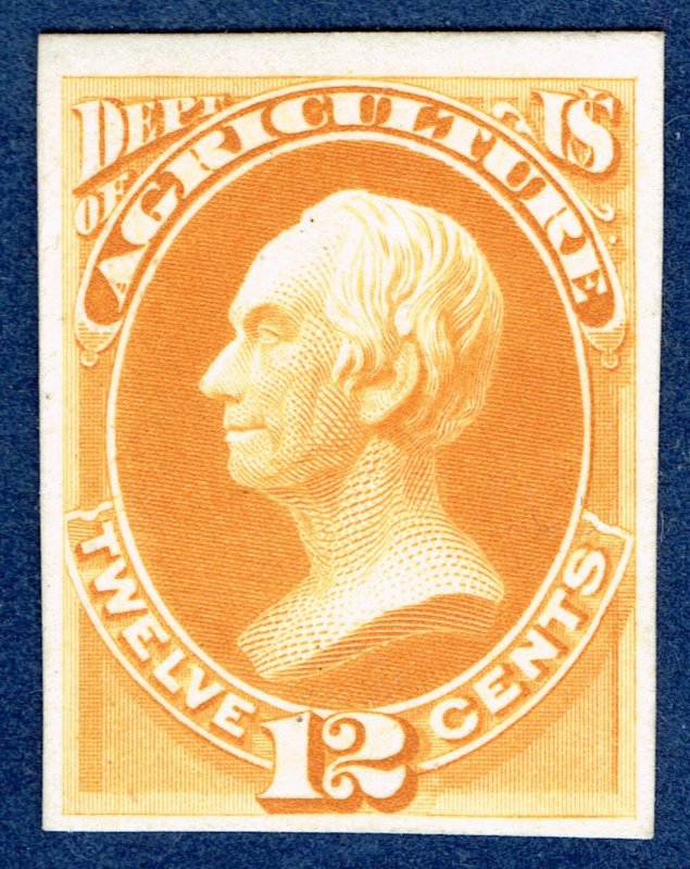 [st1637] USA 1873 Scott #O6P4 12¢ Agriculture Official Proof on Card