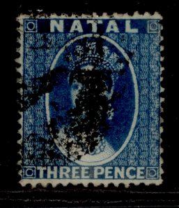 SOUTH AFRICA - Natal QV SG10, 3d blue, USED. Cat £55.