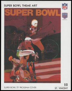 ST. VINCENT 1991. SCOTT # 1428. SOUVENIR SHEET. SUPER BOWL PROGRAM COVER.