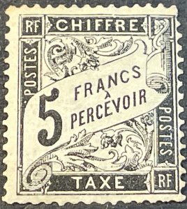 FRANCE # J25-MINT/HINGED-DISTURBED GUM---BLACK---SINGLE---POSTAGE DUE---1884