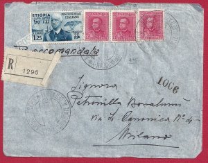 1937 ERITREA, Free letter n . 200 (3) -204 + Ethiopia n . 7