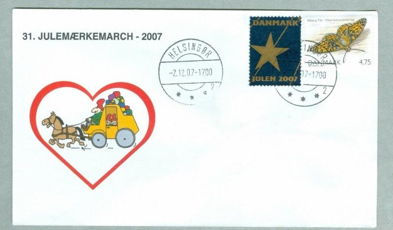 Denmark. Cover Cachet Mail Coach. # 31  Christmas Seals Walk 2007.Helsingor.