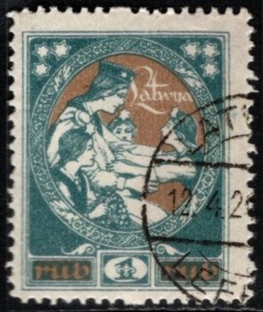 1920 Latvia Scott #- 69 1 Ruble Welcoming Home Latgale Province Used