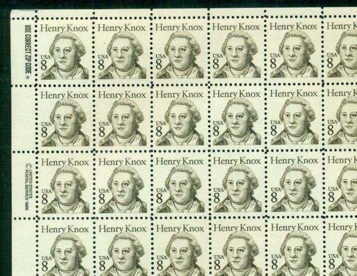 US #1851 8¢ Henry Knox, Complete sheet of 100, og, NH, | United States,  General Issue Stamp