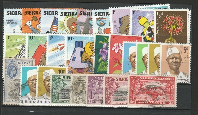 Sierra Leone Disney QV KGVI Very Fine MNH ** & Used Stamps Lot Collection 15408 