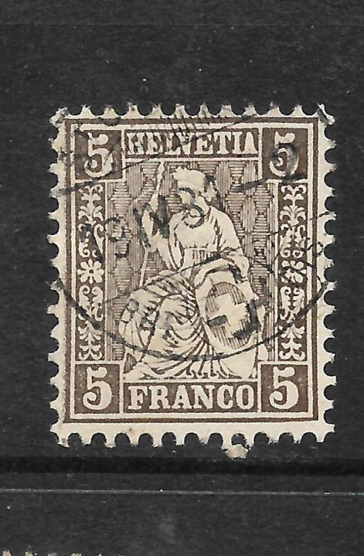 SWITZERLAND 1862-64  5c   HELVETIA    FU   SG 54c