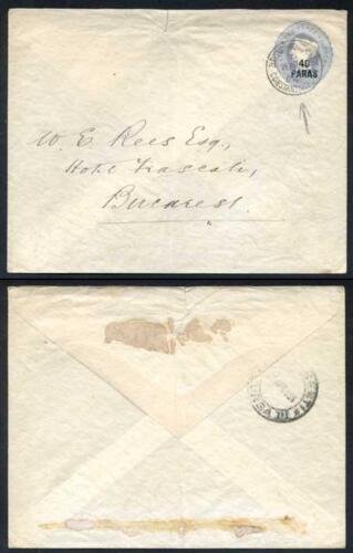 British Levant 40 Paras O/P on QV 2 1/2d Grey Envelope Used 