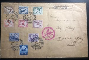 1936 Germany LZ 129 Hindenburg Zeppelin Olympics Cover comp set SC# B82-B89