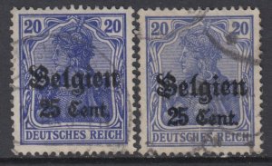 Belgien Deutsche Besetzungsaugaben - 1916  18c+18d cv 220$ used