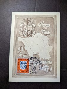 1957 Germany SAAR Maxi Postcard Cover Saarbrucken Local Use Coat of Arms