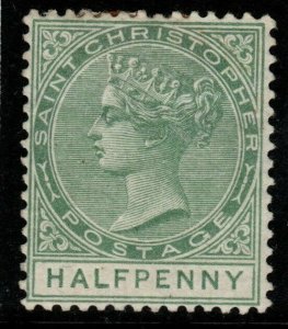 ST.CHRISTOPHER SG11a 1882 ½d DULL GREEN WMK SIDEWAYS HEAVY MTD MINT