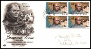 US C116 Junipero Serra Block of Four Artcraft Pencil FDC