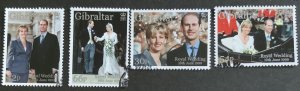 GIBRALTAR 1999 ROYAL WEDDING SET SG890/893 FINE USED