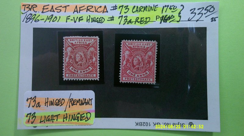 British East Africa 1896-1901 Scott# 73, 73a Mint F-VF Hinged