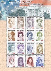 Gambia 2021 - FIRST LADIES OF THE US - Hoover - Biden - Sheet Of 16 Stamps MNH