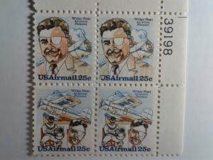 SCOTT # C95-96 AIR MAIL PLATE BLOCK WILY POST ISSUE MINT NEVER HINGED !!