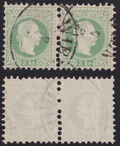 Austria - 1876 - Scott #35 - used pair - WIEN oval pmk