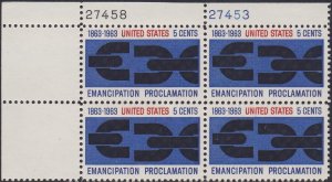 1233 Emancipation Proclamation Plate Block MNH