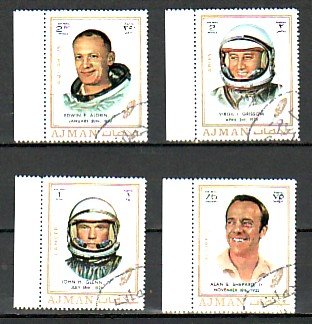 Ajman, Mi cat. 783, 787, 790-791 A. Astronaut values from set. Canceled. ^