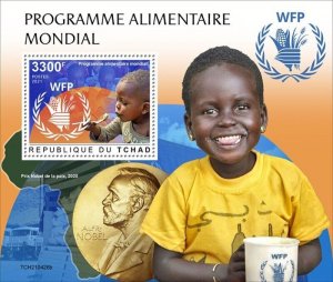 Chad - 2021 World Food Program Nobel Prize - Stamp Souvenir Sheet - TCH210426b