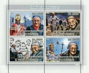 S. TOME & PRINCIPE 2009 - Sister Emmanuelle 1908-2008, (Popes) 4v. MNH