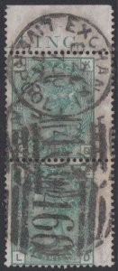 003441/ GB 1875 Sg150 1s Green Pl 12 Used Top Margin Inscription Pair Cv £320