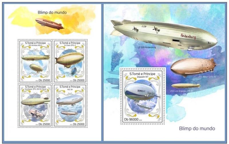 ST. TOME PRINCIPE 2014 2 SHEETS st14301ab ZEPPELINS AVIATION
