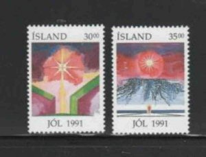 ICELAND #747-748 1991 CHRISTMAS MINT VF NH O.G