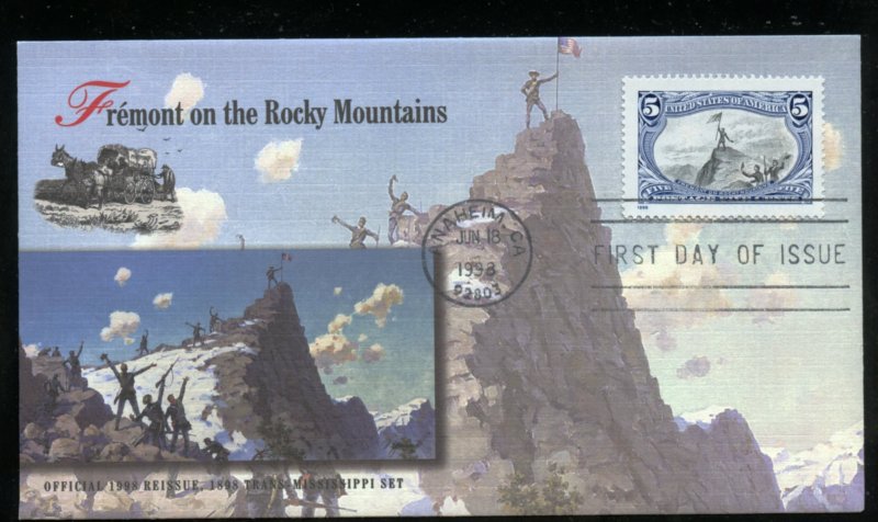 US 3209d 1898 Trans-Mississippi Reissue - 5c UA Fleetwood cachet FDC