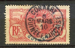 FRENCH COLONIES; GUINEE 1900s early Pictorial type used 10c. value + Postmark