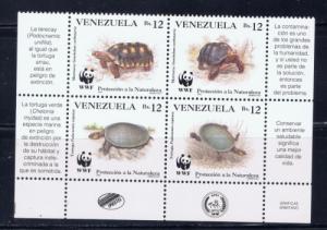 Venezuela 1471 Hinged 1992 Turtles W.W.F. Issue 