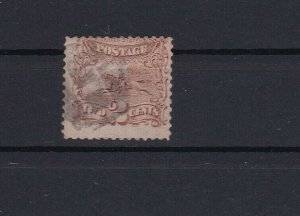 united states 1869 2 cent brown double grill stamp  ref r10506