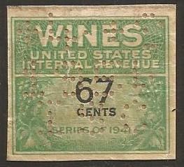 U.S. Scott #RE192 Wine Stamp - Used Single Perfin