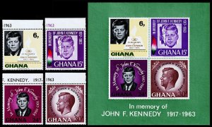 Ghana Scott 236-239a (1965) Mint NH VF Complete Set + Souvenir Sheet A