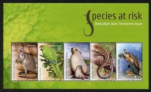 Australia SGMS3252 Species at Risk Joint Territory Miniature Sheet U/M