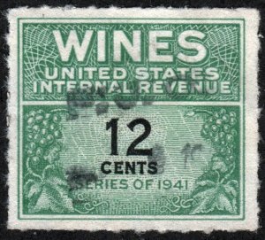 RE125 12¢ Wine Revenue Stamp (1942) Used
