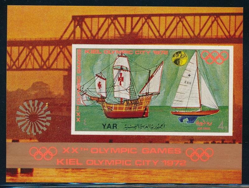 Yemen - Munich Olympic Games MNH Souvenir Sheet Sailing Painting  (1972)