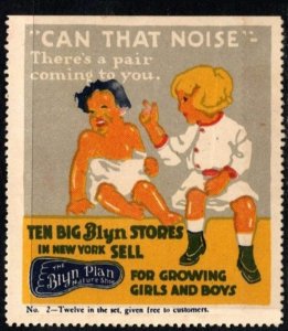 Vintage US Poster Stamp Ten Big Blyn Stores for Growing Girls & Boys in New York