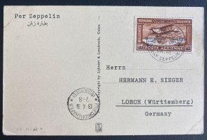 1931 Cairo Egypt Graf Zeppelin LZ127 Airmail RPPC Postcard Cover to Germany #C3