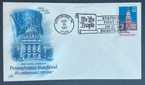 PENNSYLVANIA STATEHOOD AUG 26 1987 HARRISBURG PA ARTCRAFT FIRST DAY COVER (FDC)