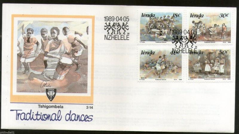 Venda 1989 Traditional Dances Painting Art Watercolours Sc 193-96 FDC # 16454