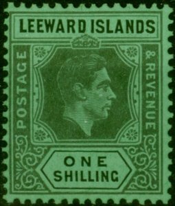 Leeward Islands 1942 1s Black-Emerald SG110b V.F MNH