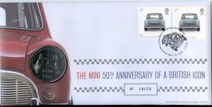 2009 THE MINI 50th ANNIVERSARY ROYAL MAIL COIN FIRST DAY COVER