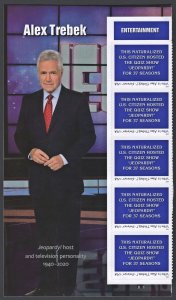 SC#5907 (Forever) Alex Trebek Side Panel Strip of Five (2024) SA