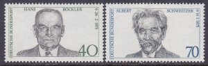 Germany 1159-60 MNH 1975 Dr. Albert Schweitzer & Hans Böckler Set
